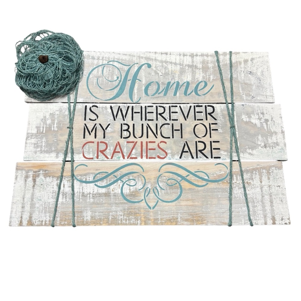 Funny Farmhouse White Teal Rustic Finish Shabby Chic Wooden Plank Wall Decor